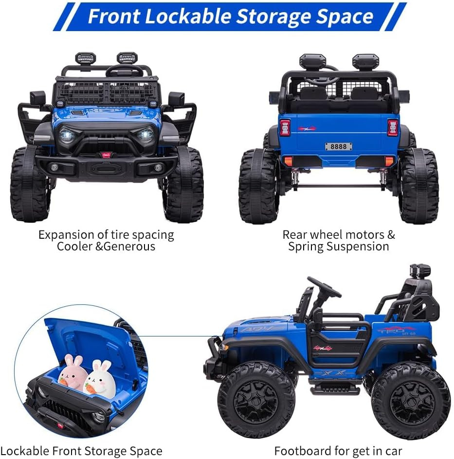 24V Kids Ride on 2 Seaters Electric Car with Remote Control, 2*120W Motors Batte
