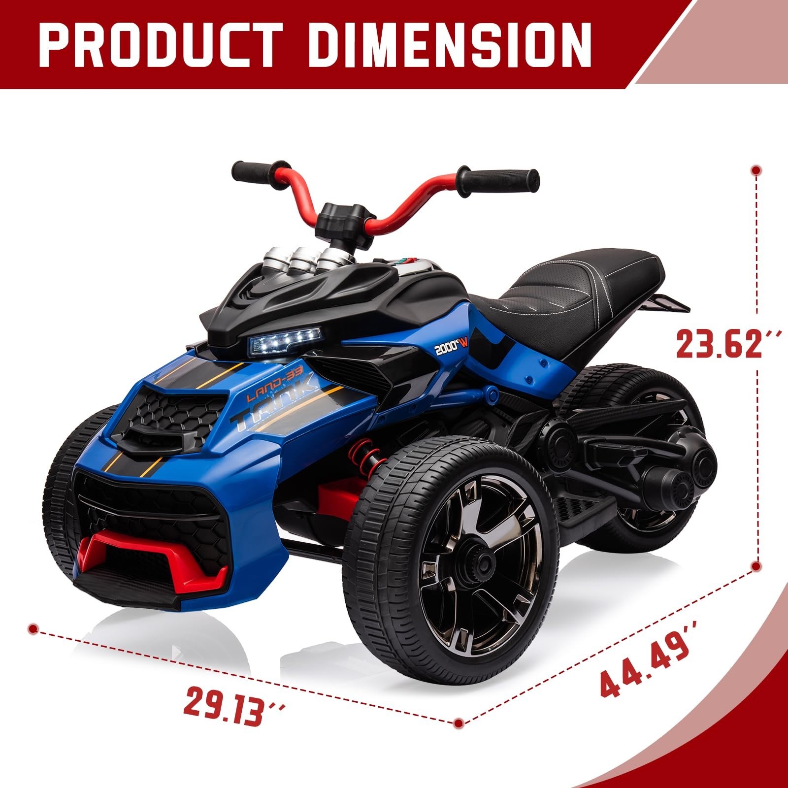 12V Kids Ride on ATV 4mph Electric Power Motorcycle Wheels ATV Track Car Speeds