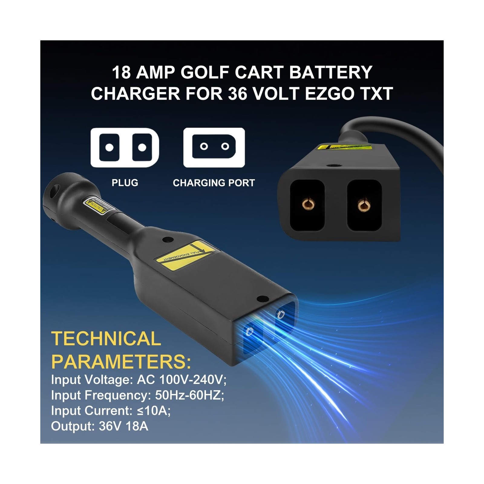 36V 18AMP Volt Golf Cart Charger, EZGO TXT Lithium Golf Cart Battery Charger