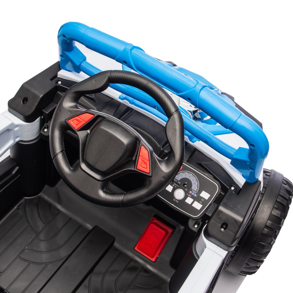 12V Kids Ride On Electric UTV, Anti-Slip Wheels w Front Shock Absorbers, Blue