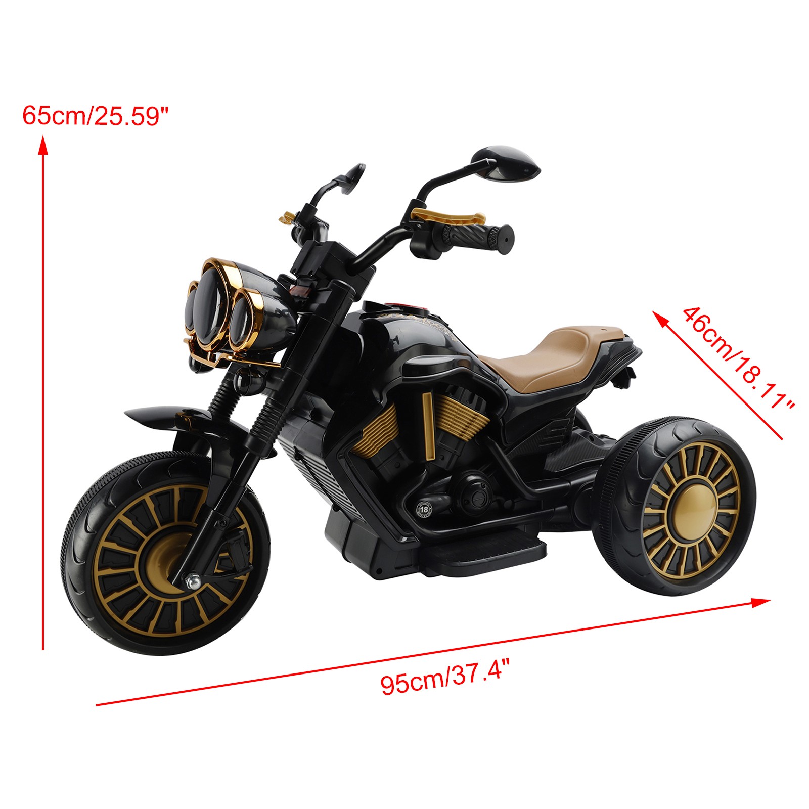 3 Wheel Kids Ride On Motorcycle Electric Dual Drive Toy Car w/LED Light Black🏍️