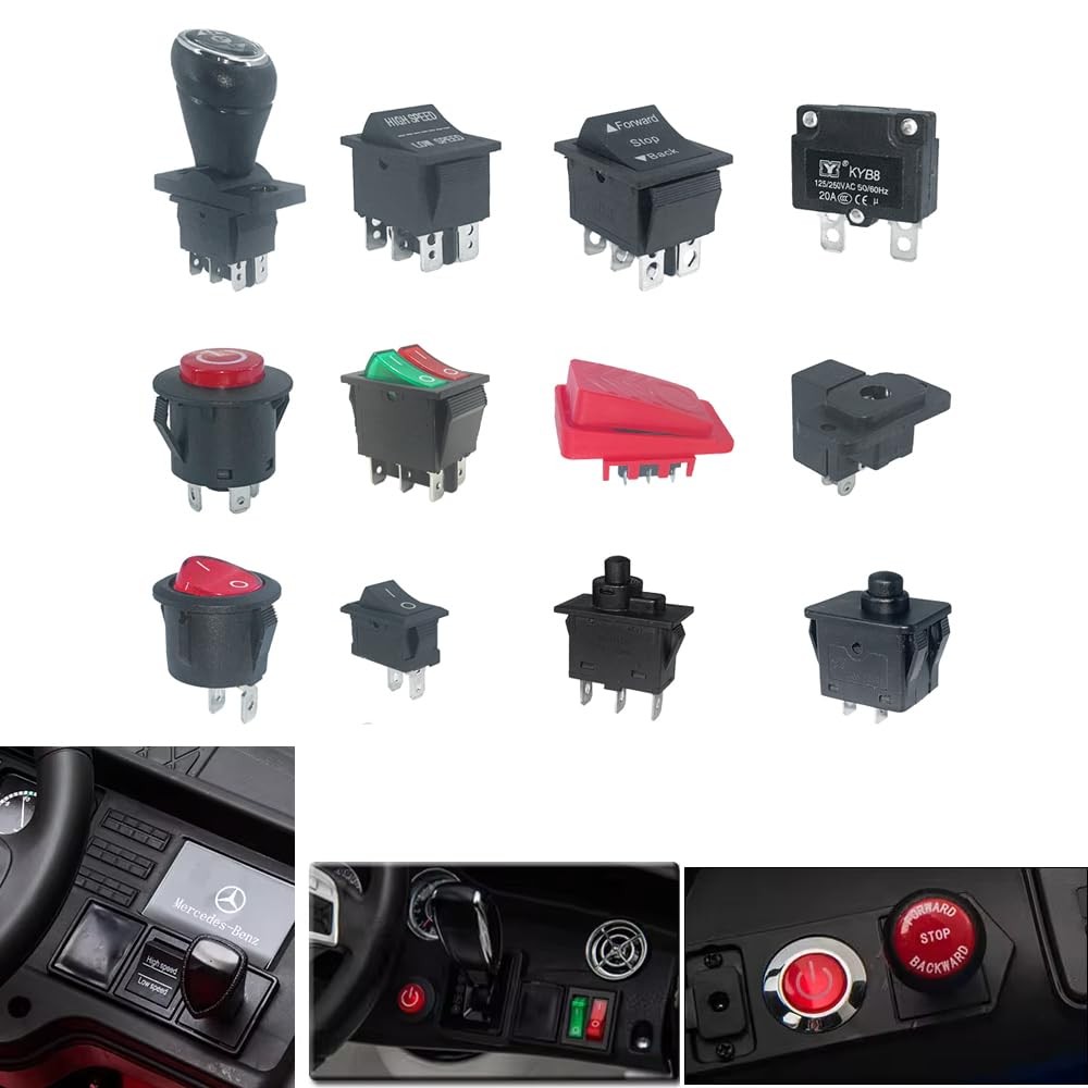 14PCS Set of Switch Kit for Power Wheels Kid’s Ride on Toys Replacement Black