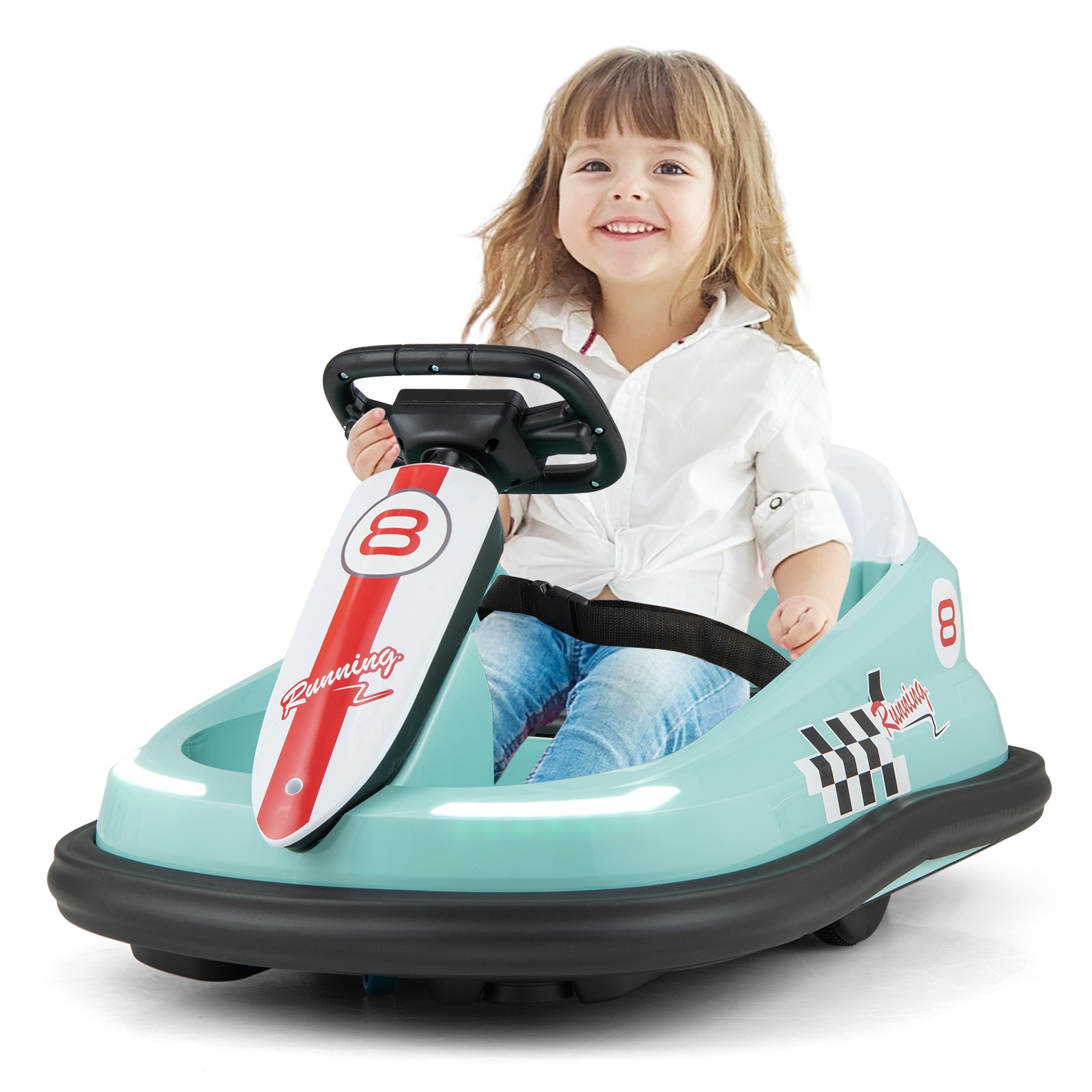 6V Electric kids Ride-on Bumper Car w/ 360° Spinning Dual Motors 2 Speeds Green