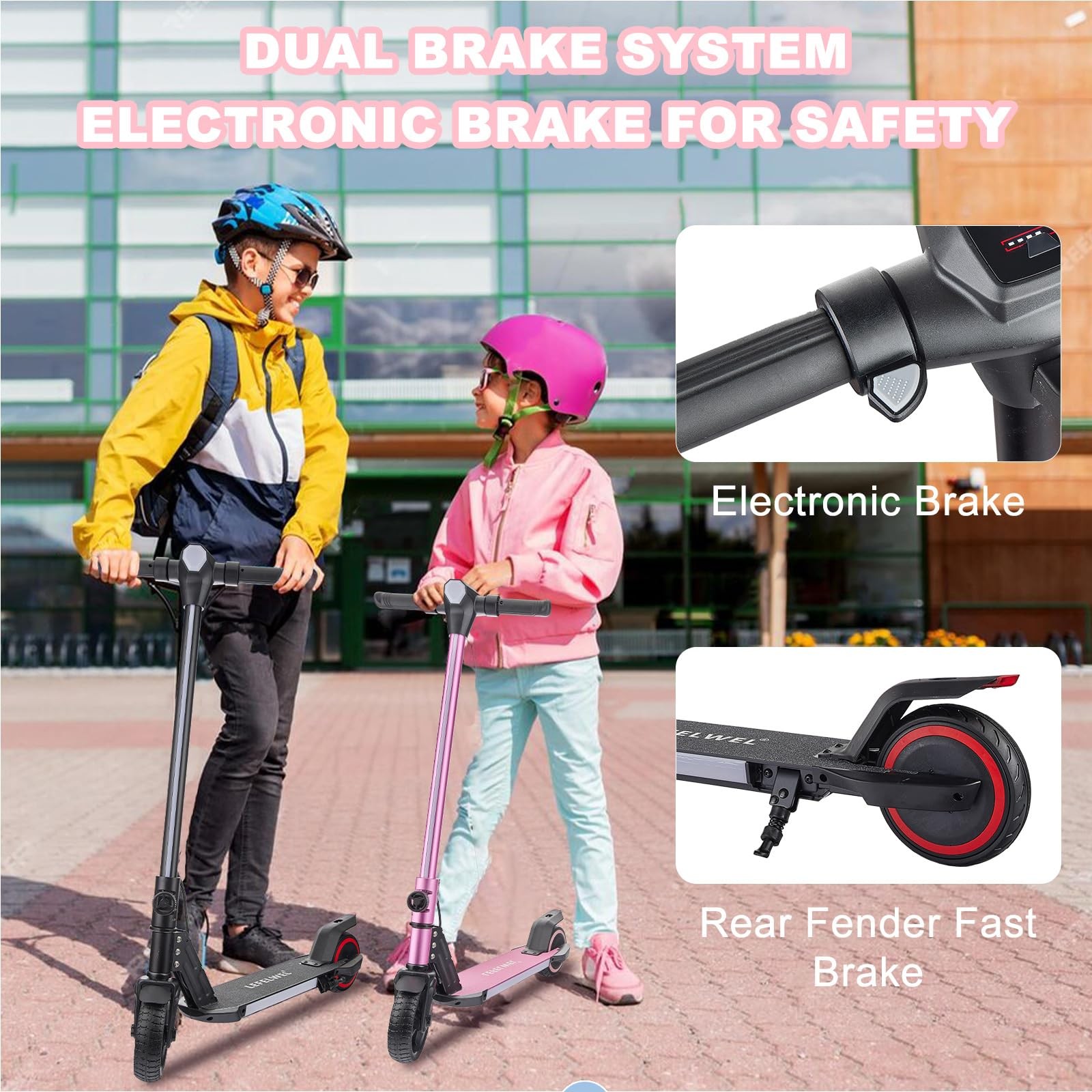 Electric Scooter for Kids Ages 6-12, 150W Motor, 4/7/11 Mph, 60 mins Ride Tim…