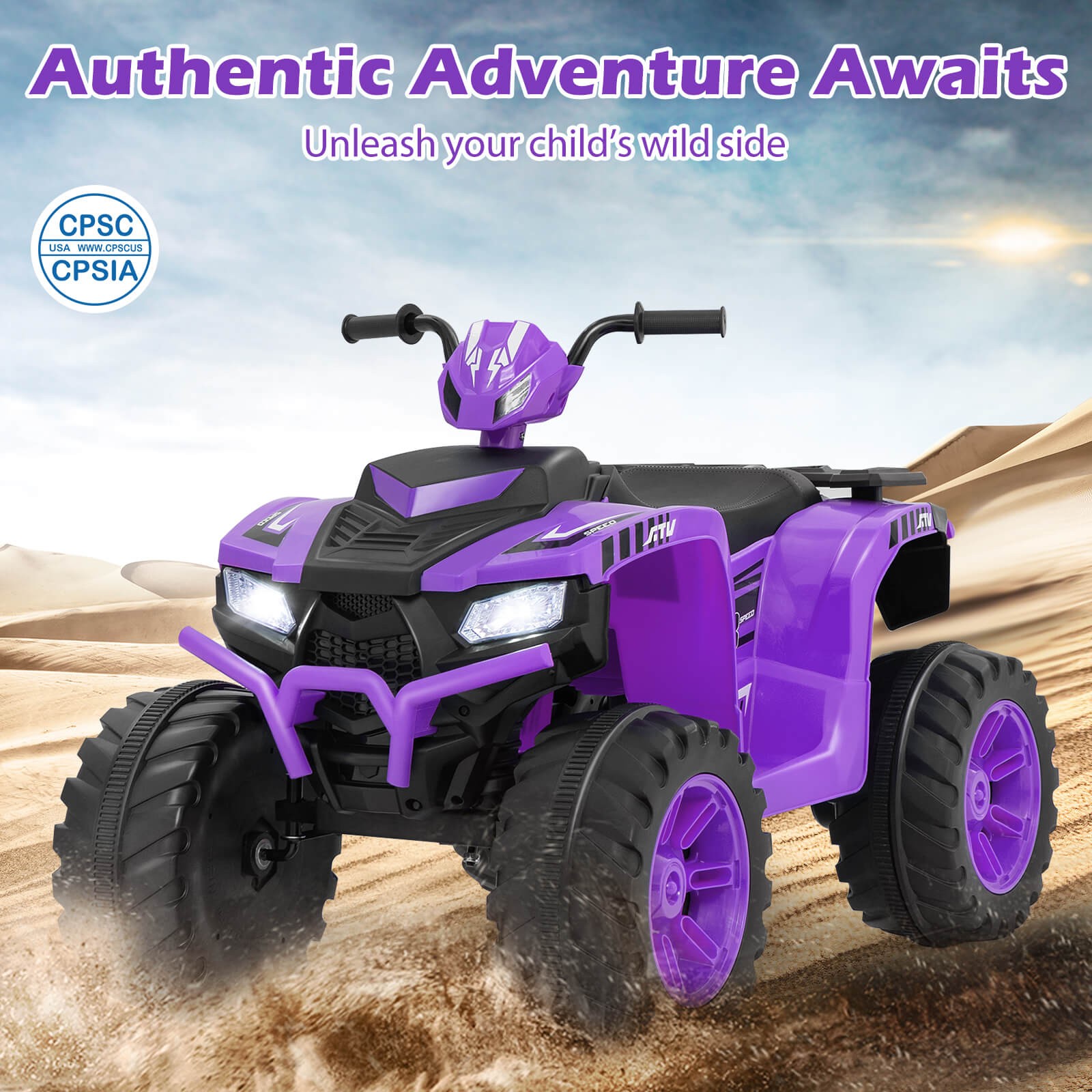 24V Kids Ride-On Electric ATV 4-Wheeler Quad Car with Wireless Connection