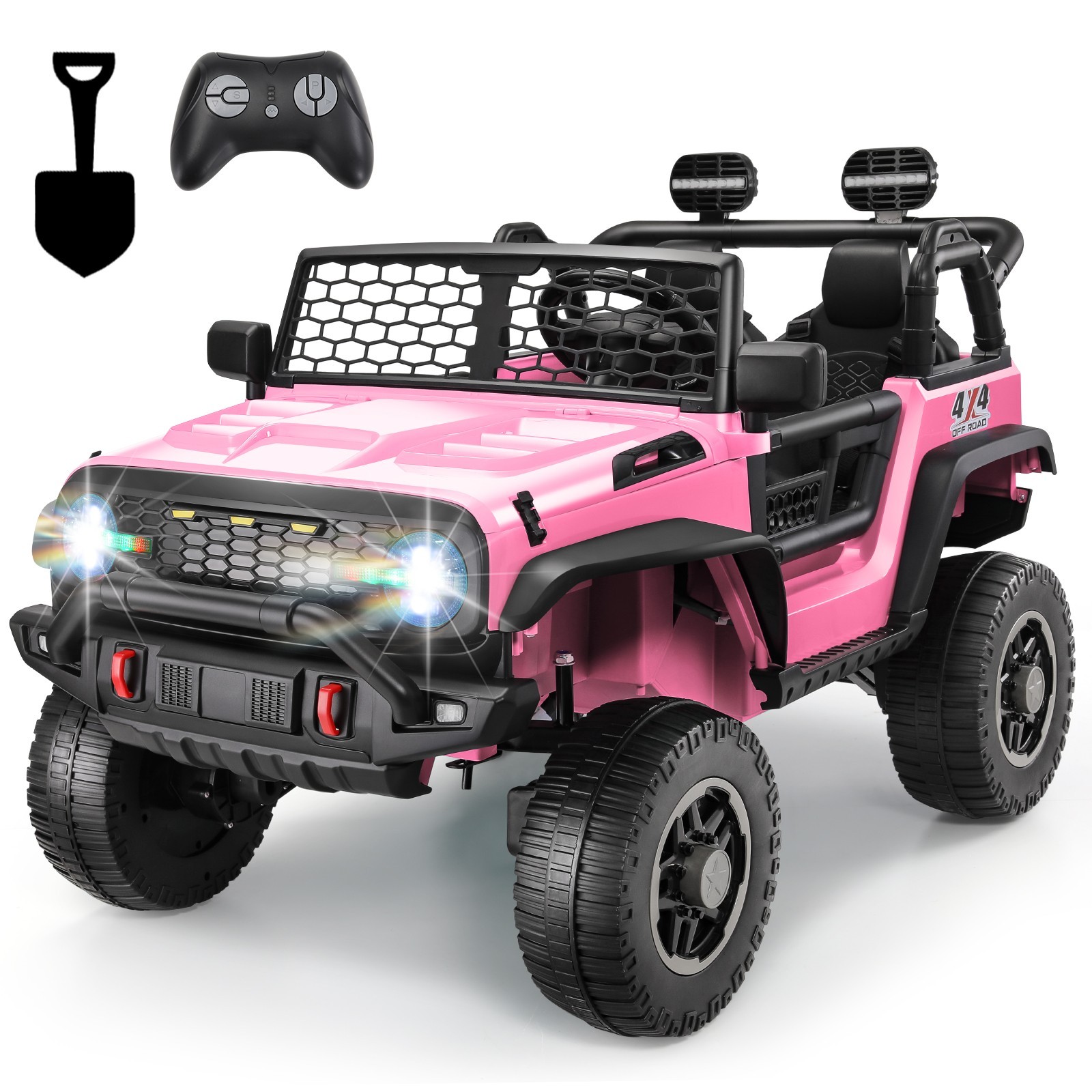 🎁Kids Ride on Cars w/ Remote Control, 4WD/2WD Switchable 3 Speeds Ride on Toys