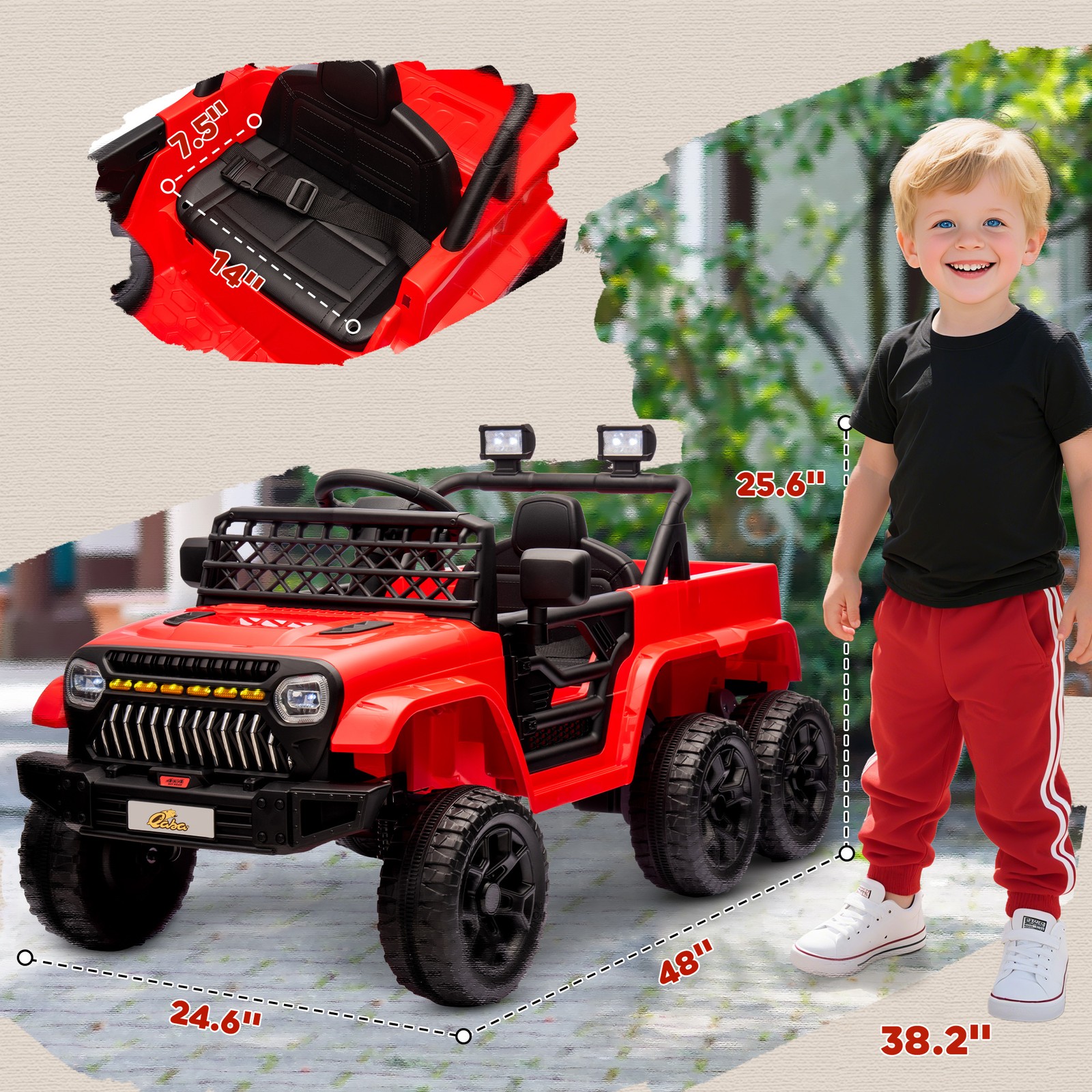 12V Kids Electric Car w/ 2WD/4WD Switch, Remote Control, Red