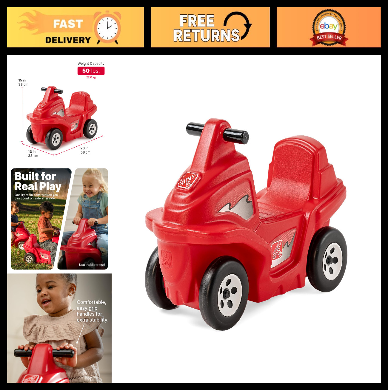 Foot-to-Floor Toddler Ride-On Car – Coaster Compatible, Indoor/Outdoor Toy, 2+ Y