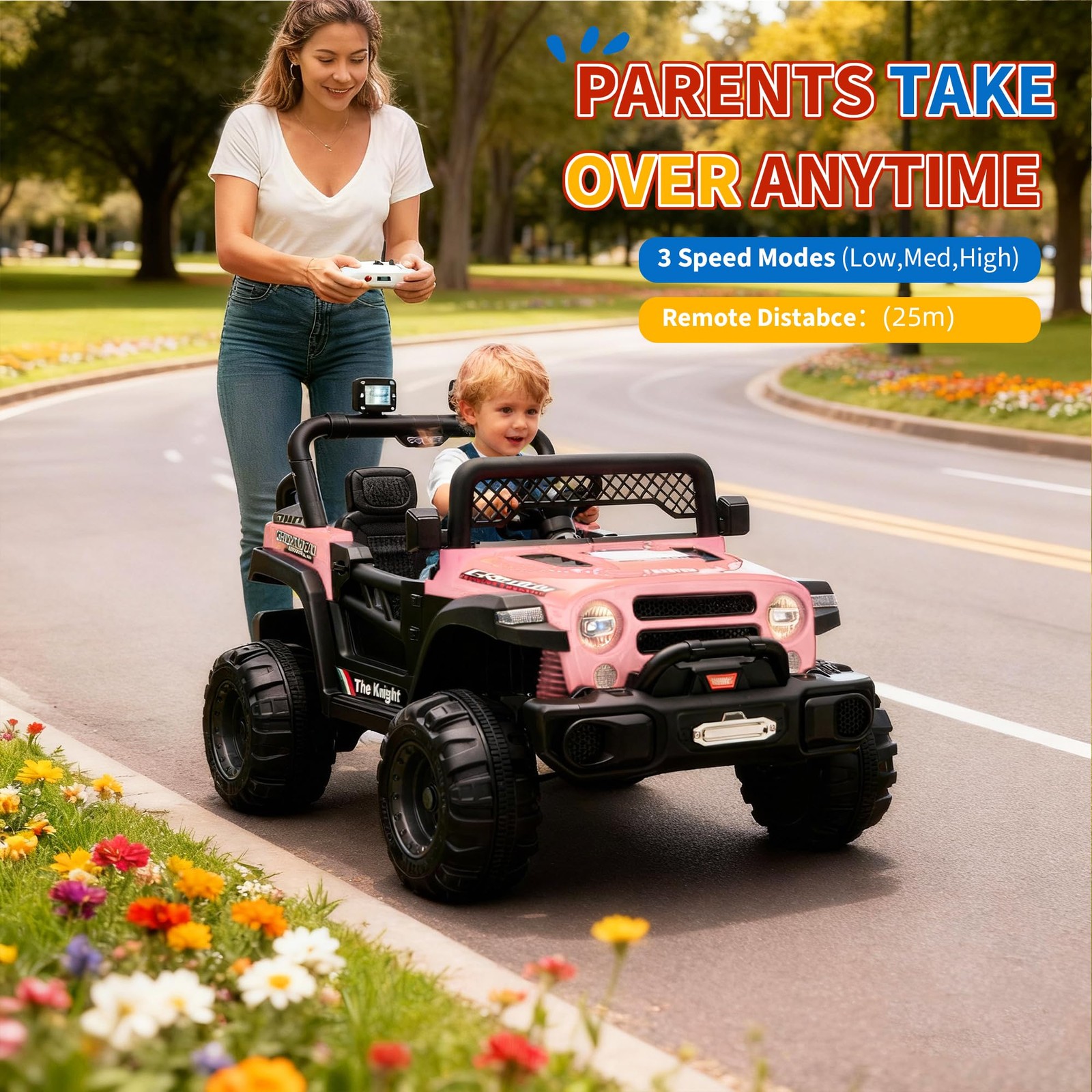Kids Electric Ride-on Car, 12v Battery Truck with Dual Motors & Remote Control