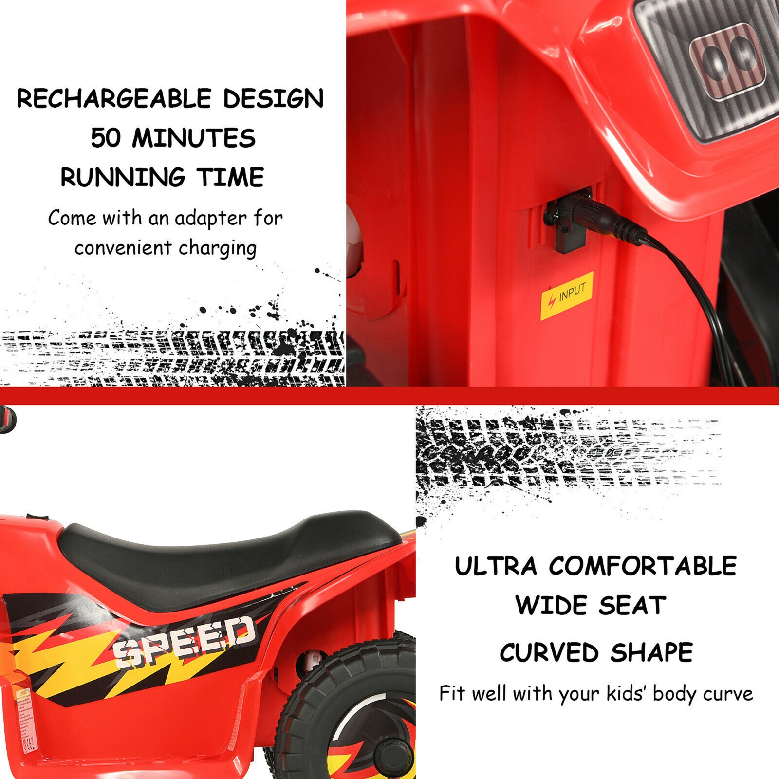 6V Kids Electric Quad ATV 4 Wheels Ride On Toy Toddlers Forward & Reverse Red