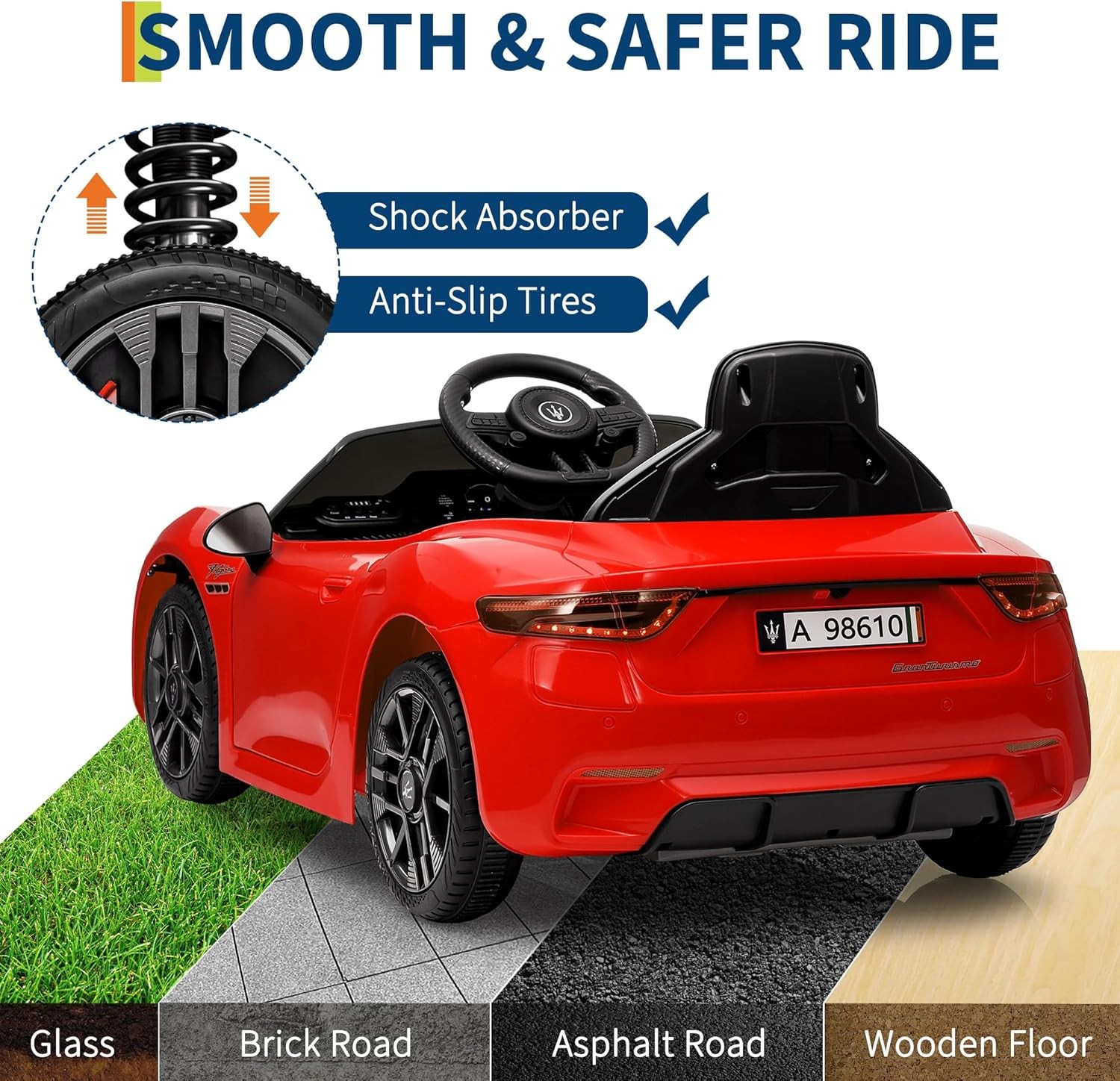 12V Ride On Car Licensed Maserati Gran Cabrio Ride on Toys for Kids White