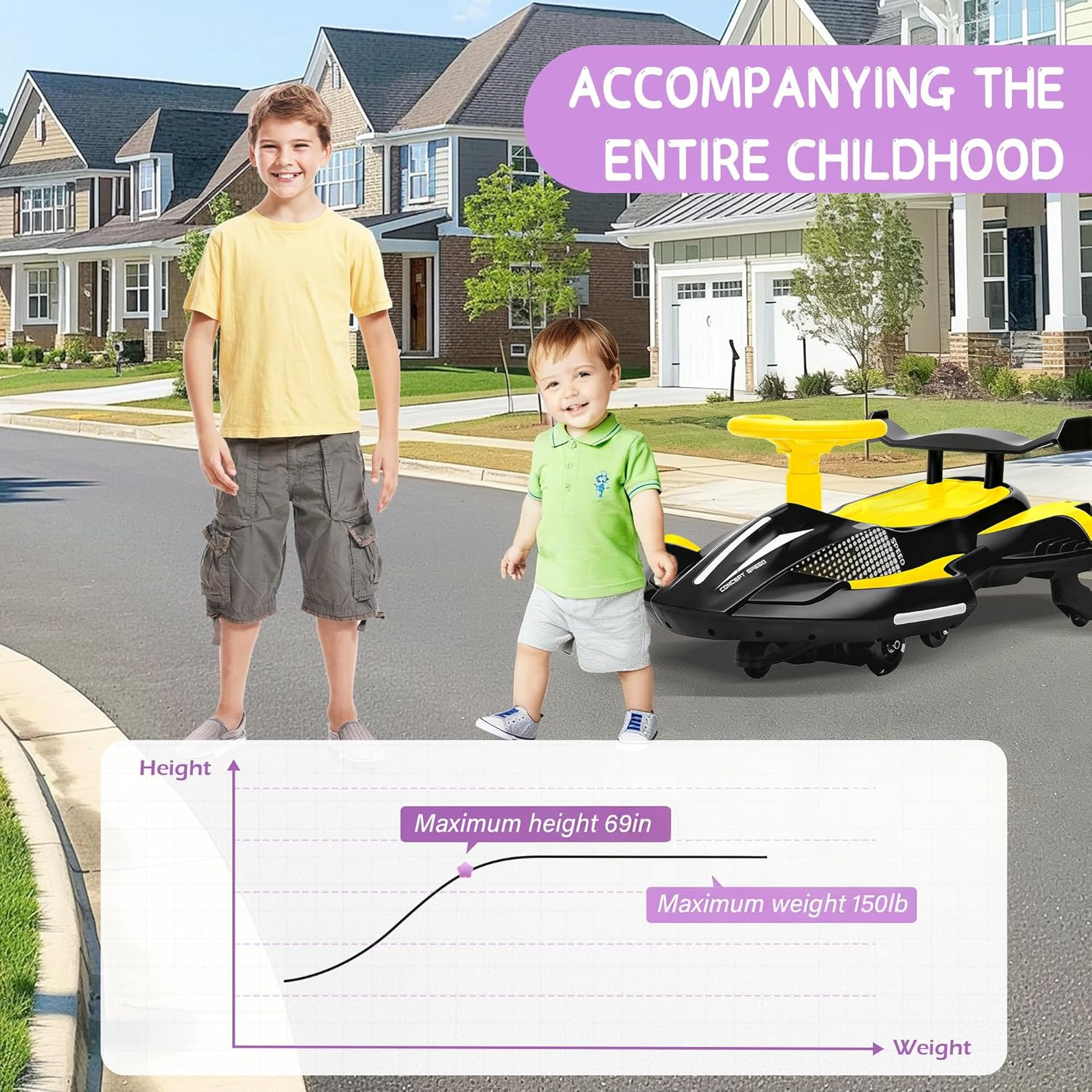 12V Electric Wiggle Car with Pedal for Kids, Rechargeable 2 in 1 Swing Toy, Devi