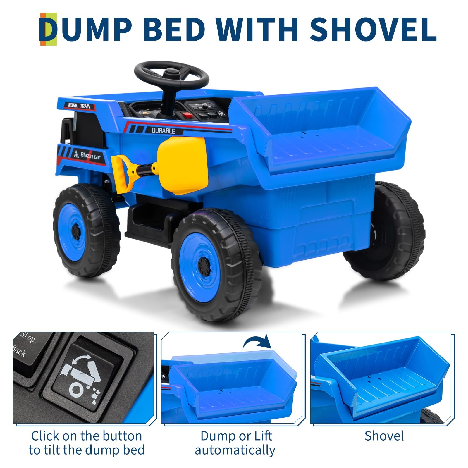 Garvee 12V Ride On Dump Truck for Kids, Ride On Car with Remote Control