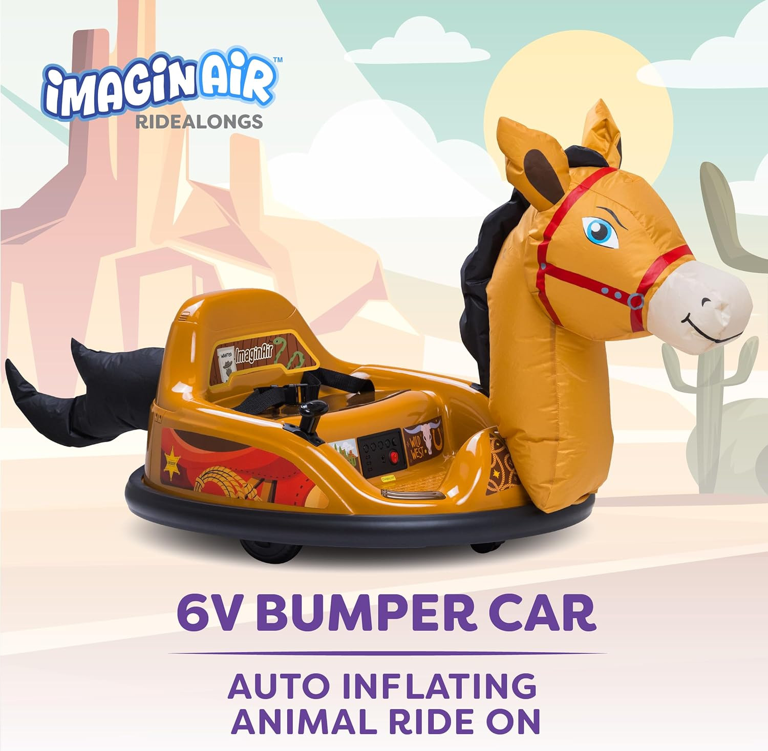 6V Electric Horse Bumper Car for Toddlers with Remote, Music & LED Lights