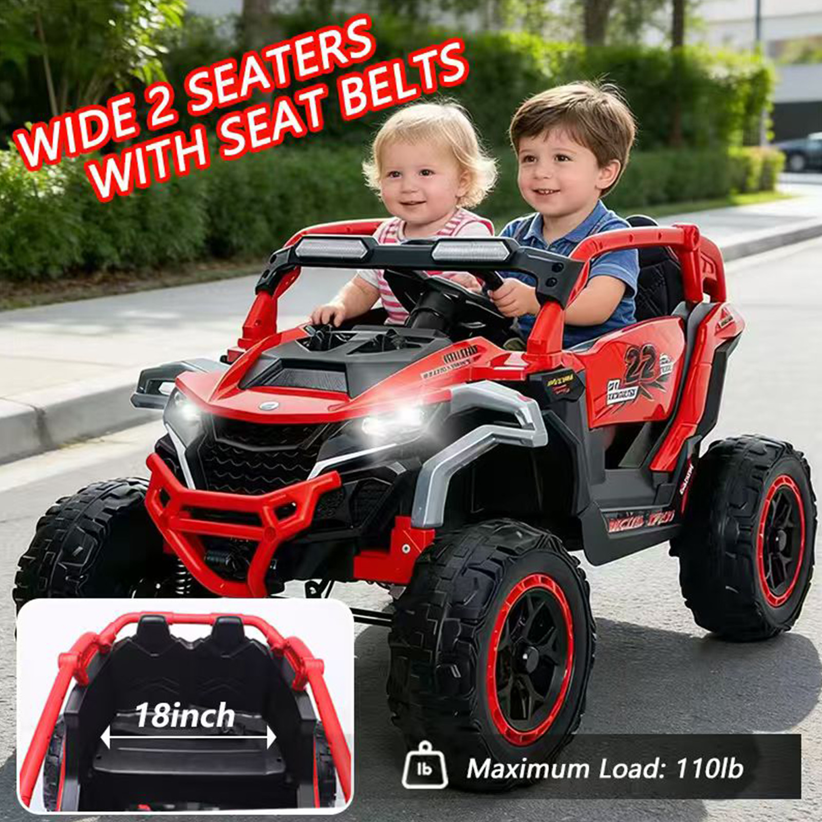 12V Kids Electric Ride On Truck Car 2 Seater UTV Remote Control Suspension