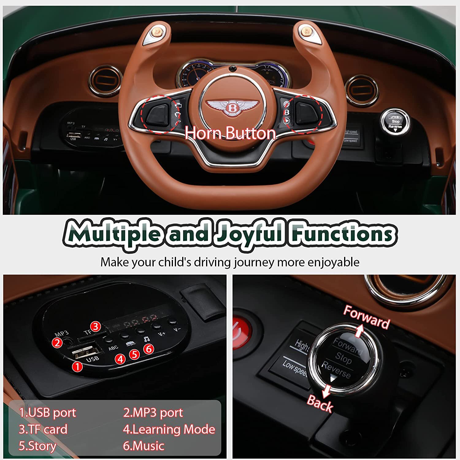 12V Bentley EXP12 Kids Electric Ride on Car Battery Powered Remote Control Music
