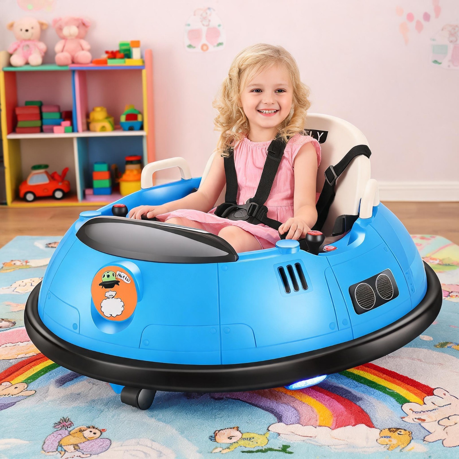 Bumper Car 12V Ride On Electric Bumper Car Flashing LED Light & 360° Rotation US