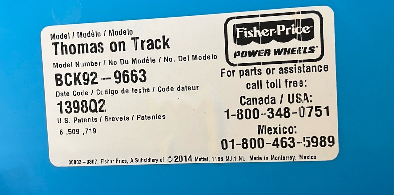 VTG Fisher Price Power Wheels Ride-on Thomas & Friends Thomas + Track BCK92-9963