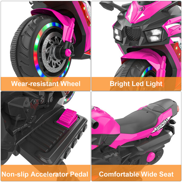 Kids Ride On Dirt Bike 12V Electric Motorcycle Training Wheel Light Music Gift