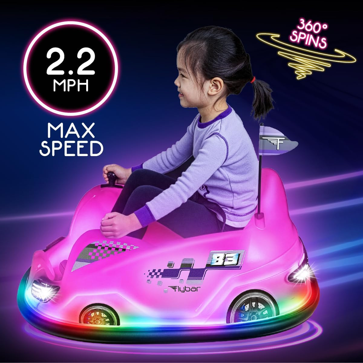 12V Glow Bumper Car Ride on Toy – Indoor/Outdoor Toys, Toddler Toys, Bumper Cars