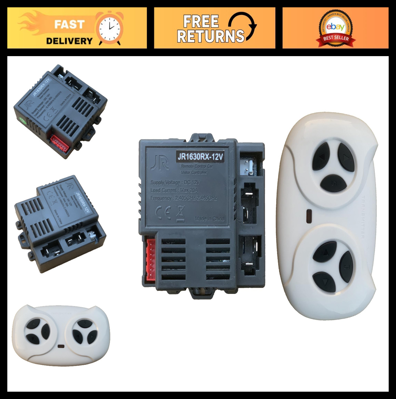 12V 2.4G Remote Control & Receiver for Kids Ride-On Toys, Car Replacement Parts