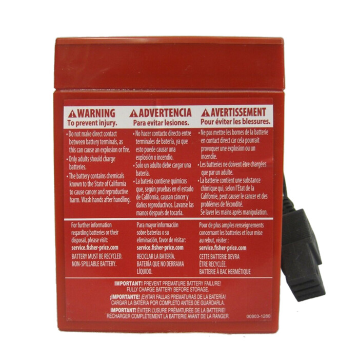 Power Wheels Battery 6 Volt Red Fisher Price Genuine 1 Yr Warranty 00801-0712 sp
