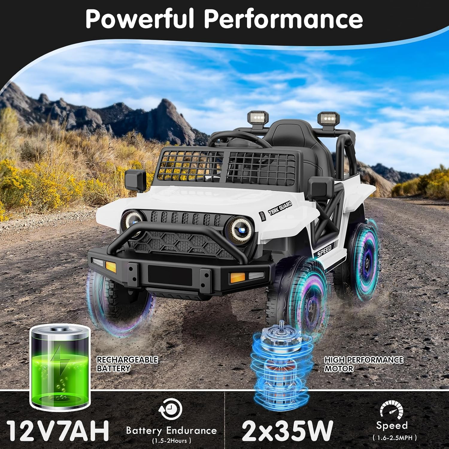 Ride on Car for Toddlers 1-3, 12V 7Ah Kids Electric Car with Parental Remote Con