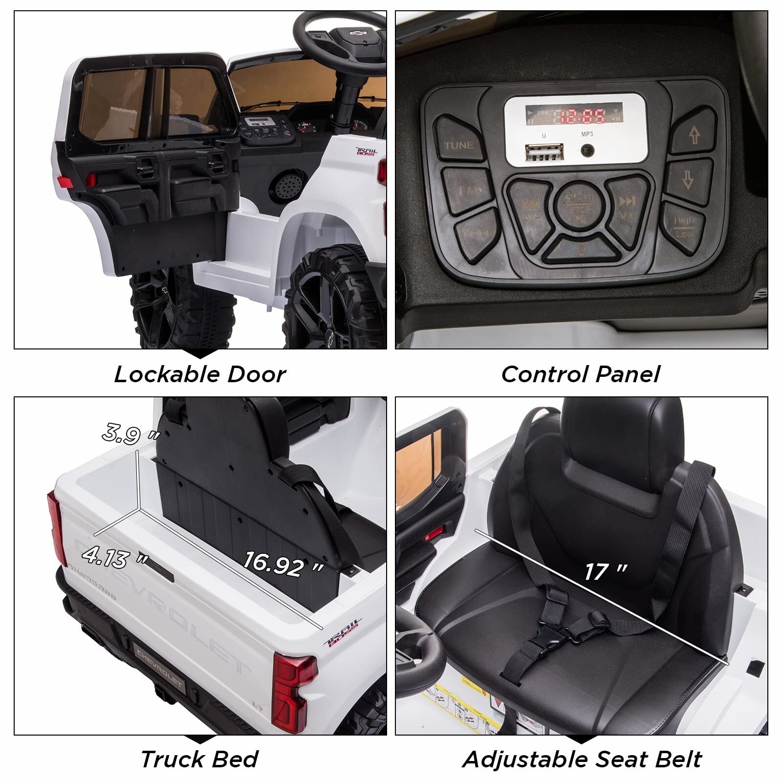 12V Ride on Truck Car Chevrolet Silverado Licensed Electric Toys for Kids White