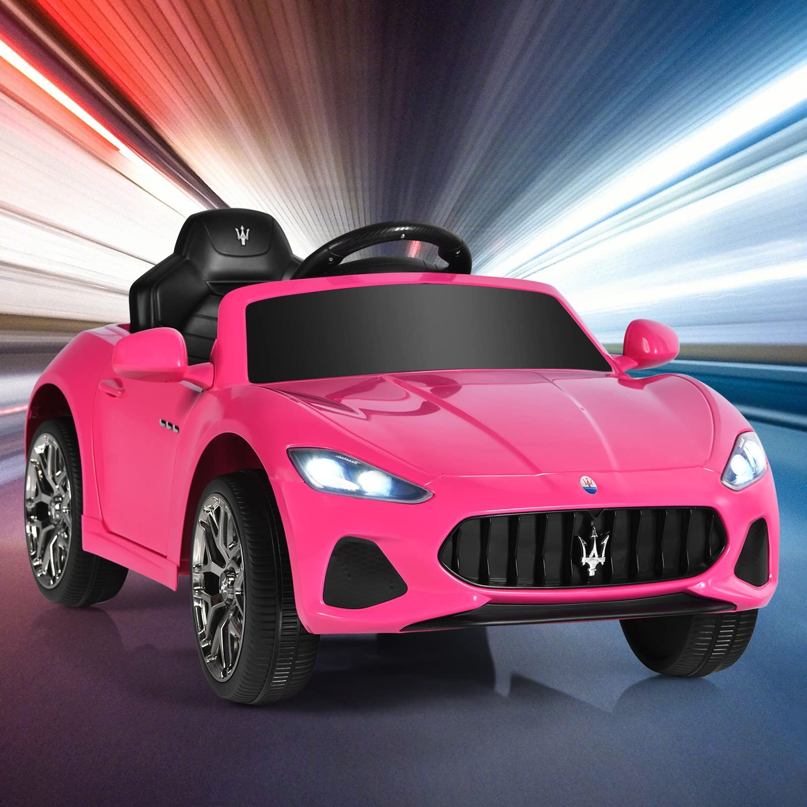 Pink Ride On Car, Licensed Maserati 12V Battery Powered Electric Car for Kids wi