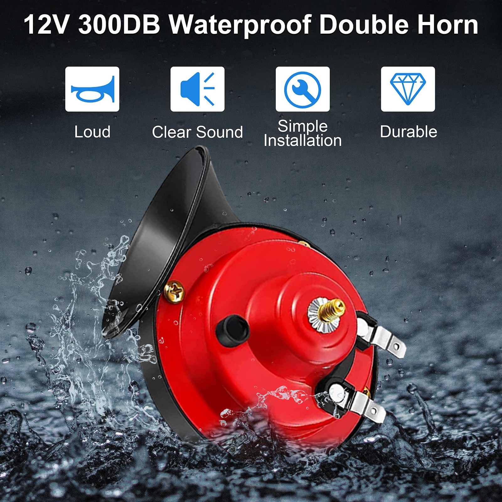 Car Horn, 12V Super Loud Horns, 300DB Waterproof Double Truck Horns, Electric…