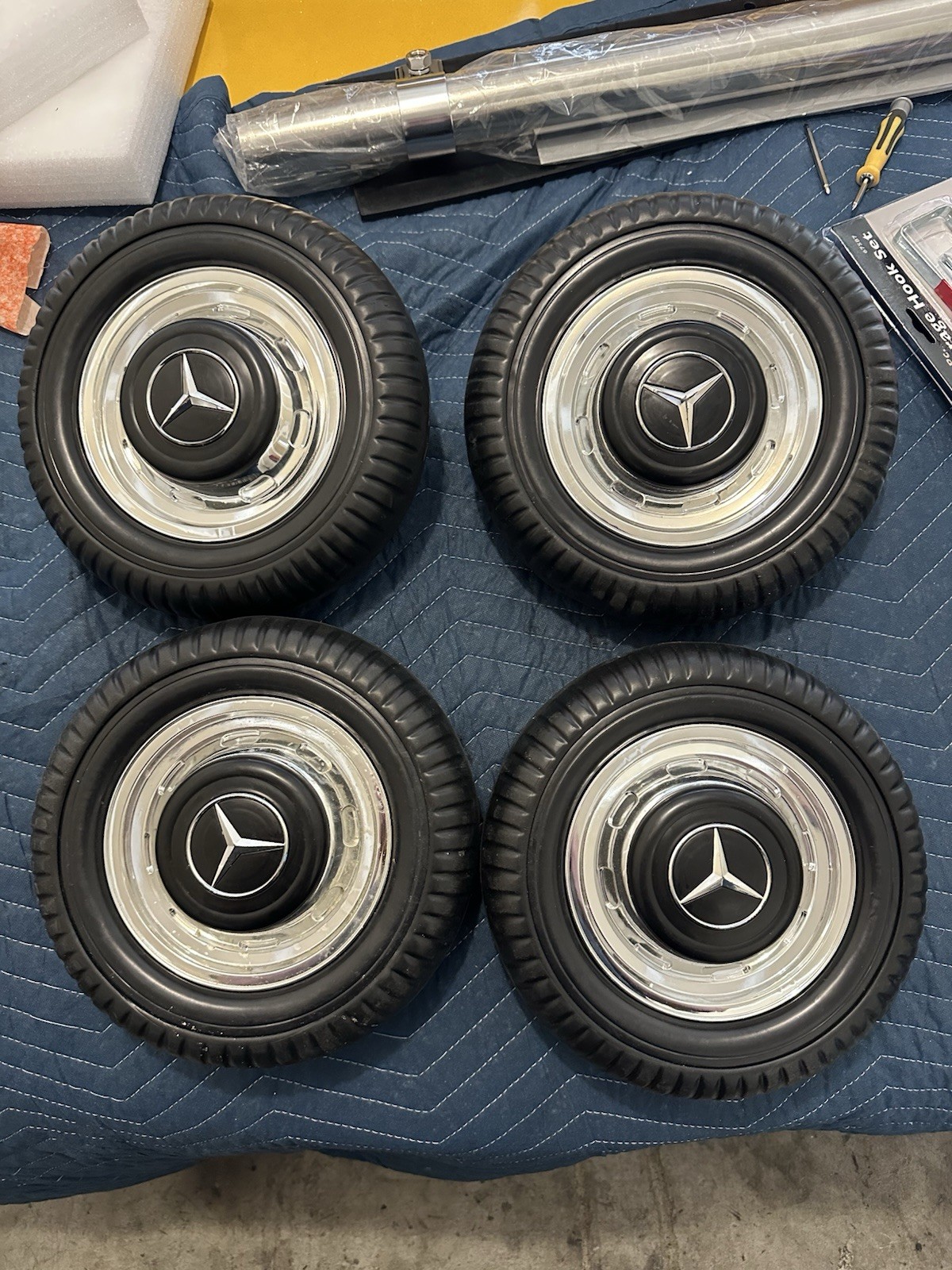 4 Mercedes Kids Toy Ride On Car Wheels, 10 And 1/2 Inch Wheels, Used Good