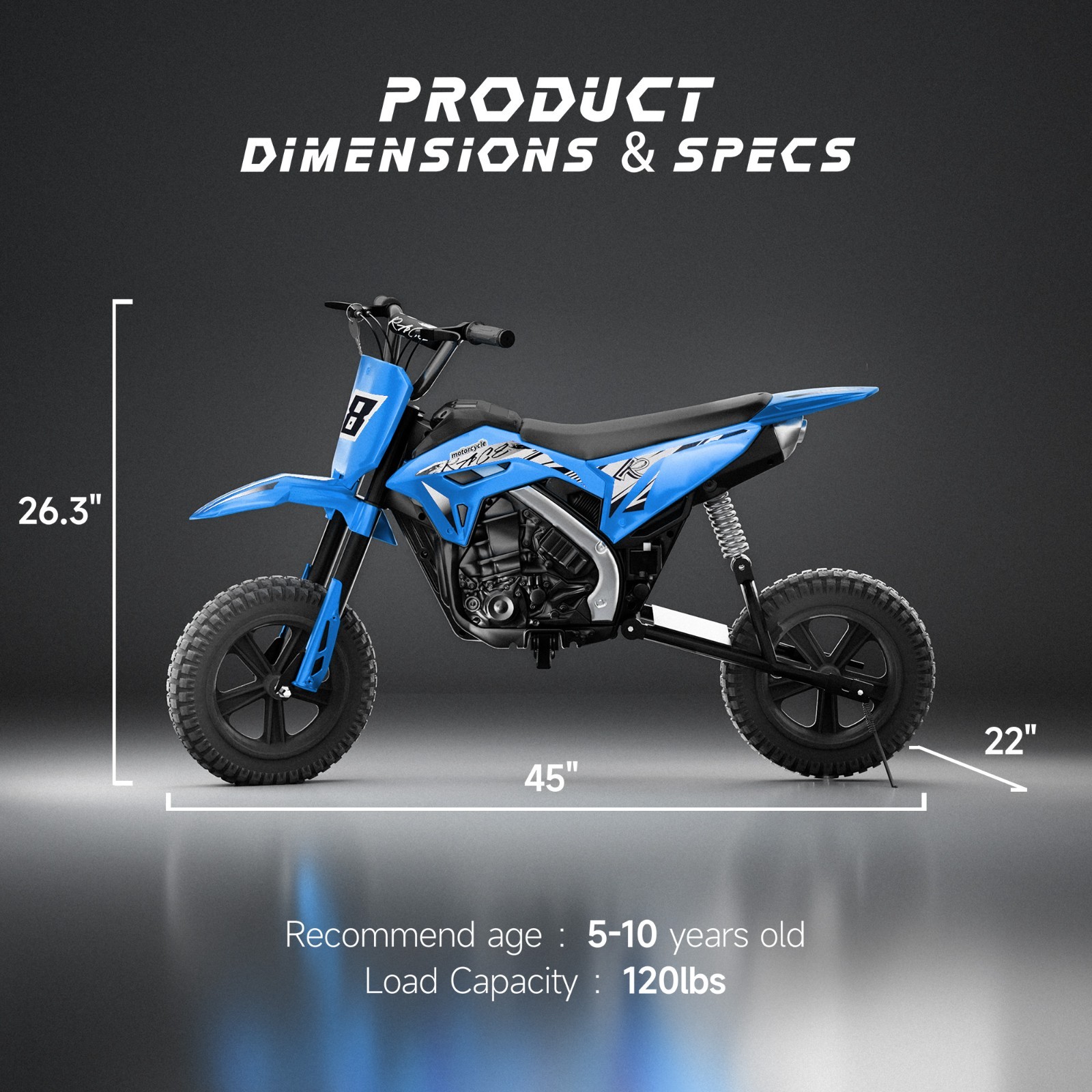 Kids Motorcycle Electric Dirt Bike 24V Brushless Motor 11MPH Speed 12″ Air Tires