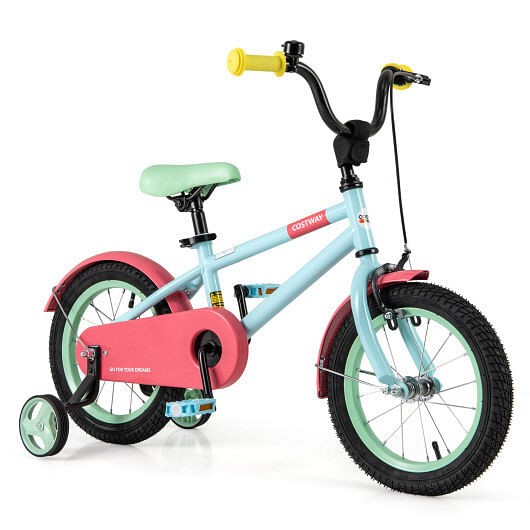 Kids Bike with Adjustable Handlebar and Saddle Blue-14 inches – Color: Blue – Si
