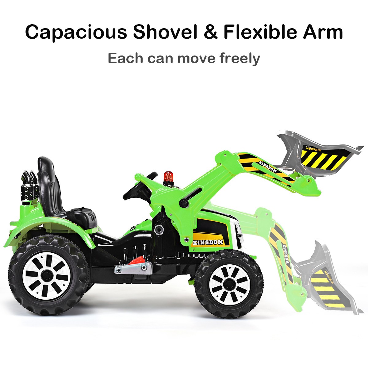 Outdoor Kids Ride On Excavator Truck 12V Battery Powered W/ Front Loader Digger