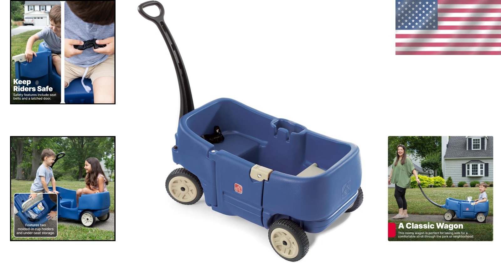 Classic Kids’ Ride-On Wagon, Durable Plastic Construction