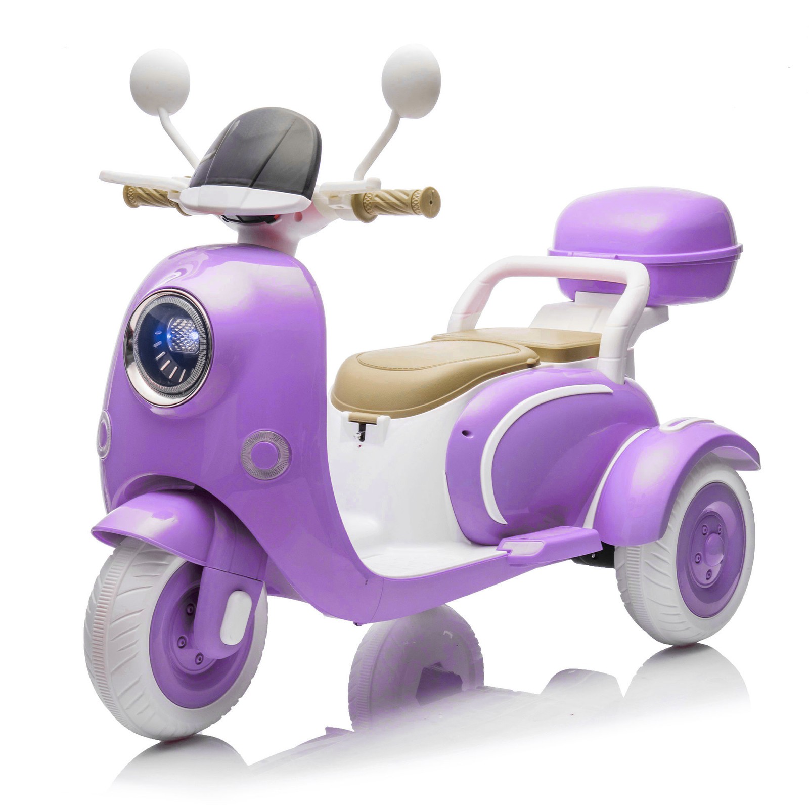 12V Two Motors Kids Ride On Level Up Two-seater 3 Wheel Toy for Kids 3-6 Purple