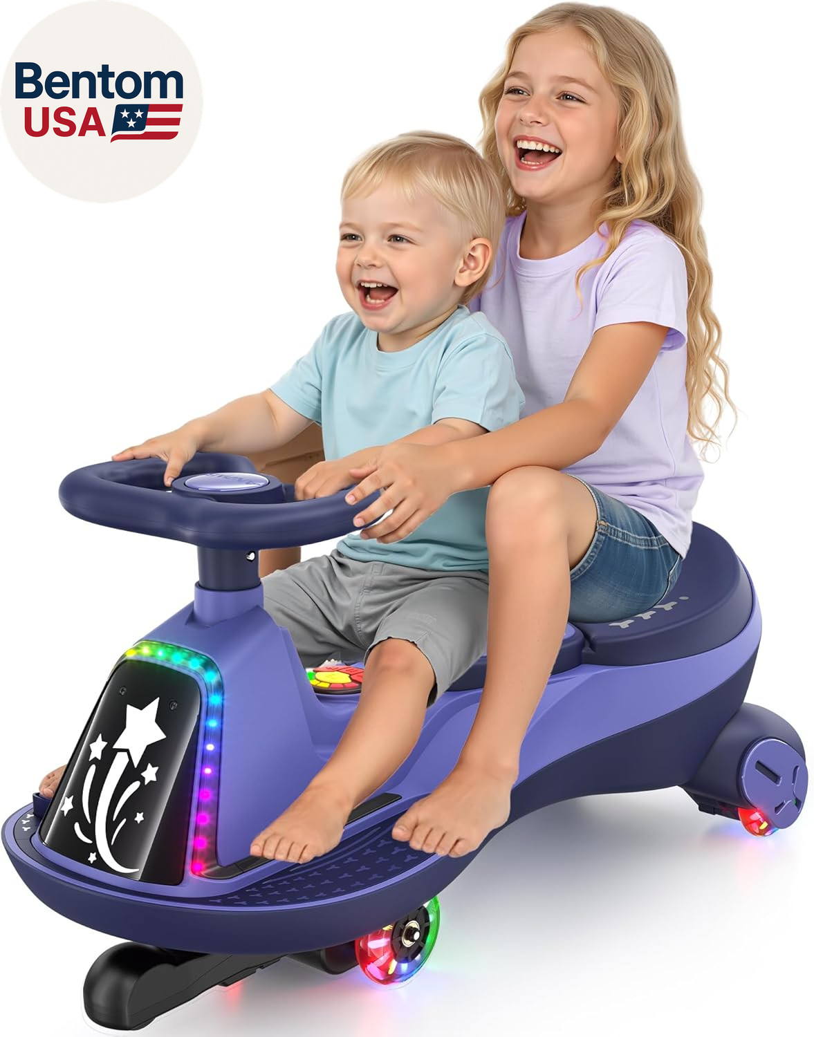 12V Electric Wiggle Car with Pedals, 2 Seater, 2X75W Motor, Music & Bluetooth, R