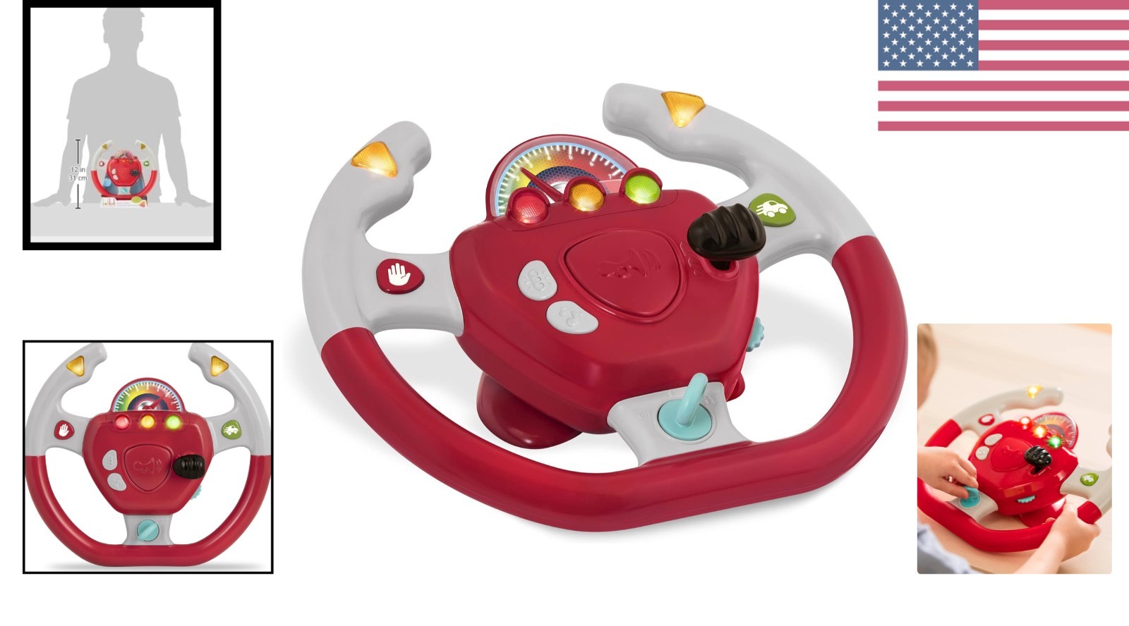 Geared to Steer: Portable Car Toy Steering Wheel with Lights & Sounds for Kids