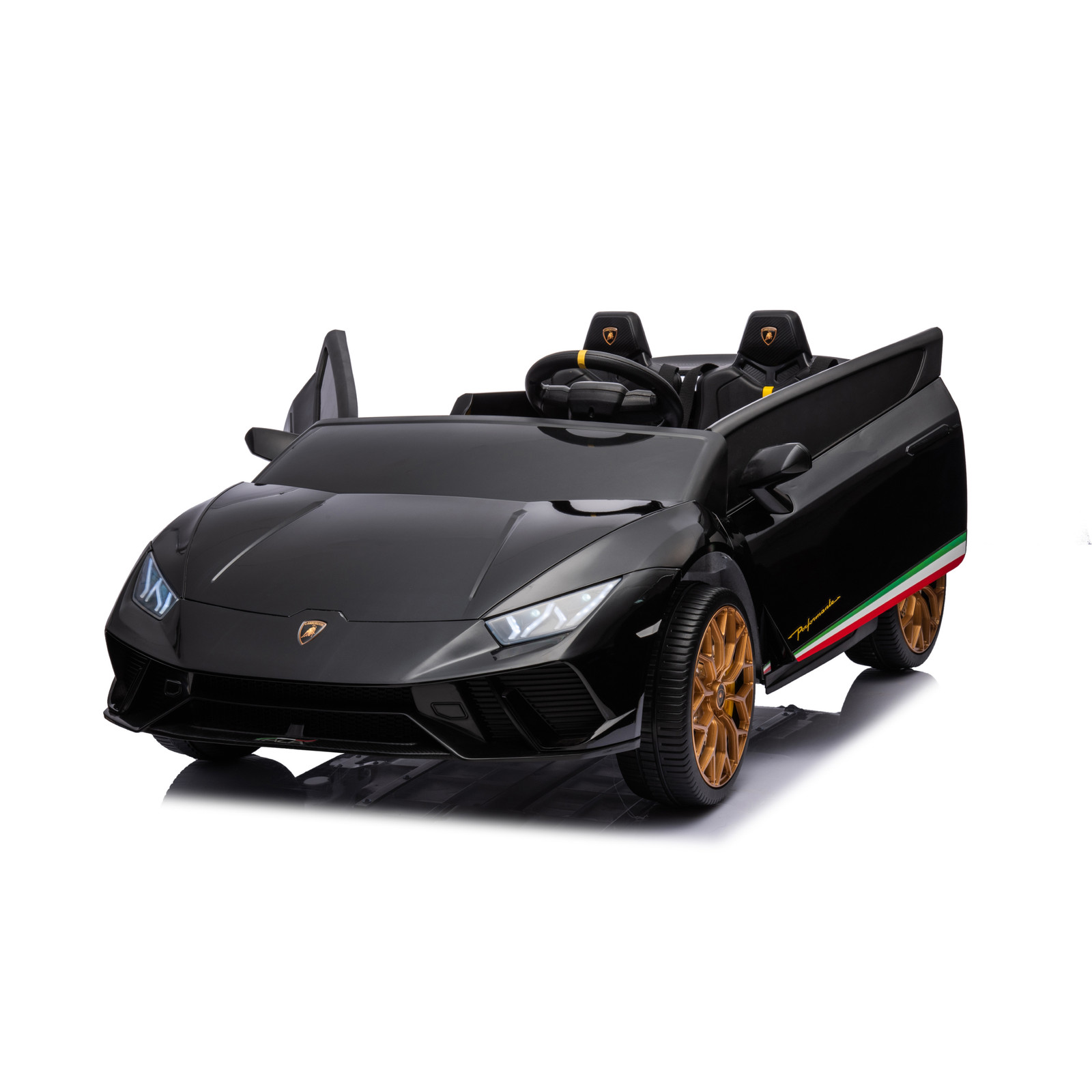 24V Lamborghini Huracan 2 Seater Kids Ride On Car RC Remote Leather Seats Black