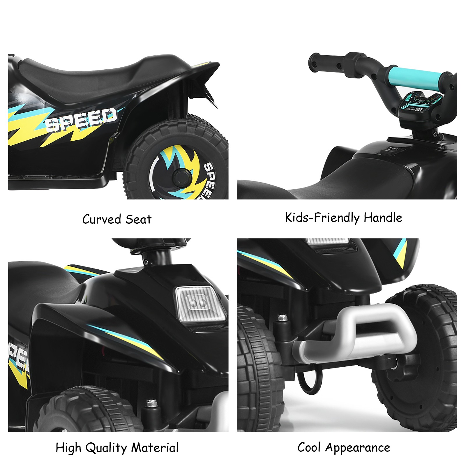 6V Kids Electric Quad ATV 4 Wheels Ride On Toy Toddlers Forward&Reverse Black