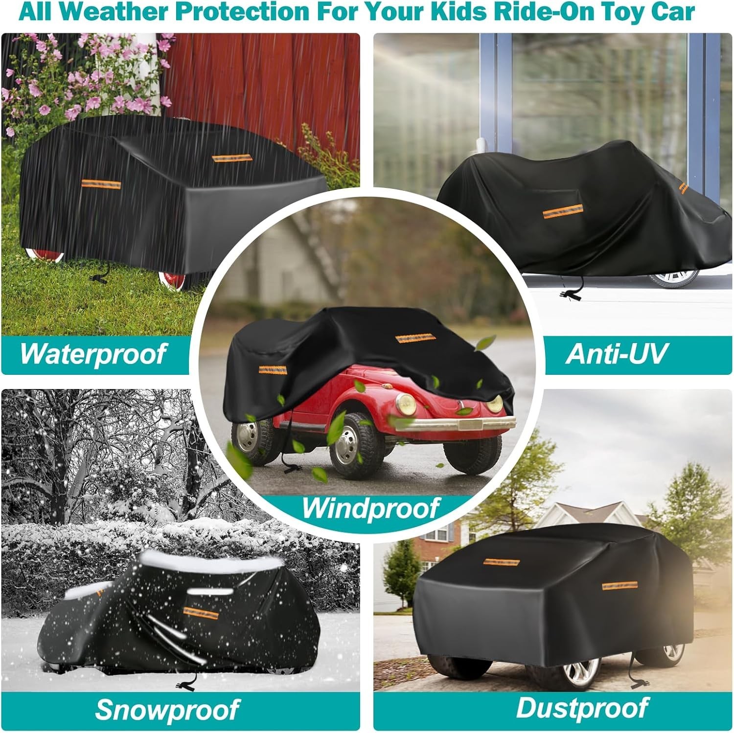 Kids Ride On Car Cover,Large Power Wheels Cover Waterproof,Heavy Duty 420D Un…