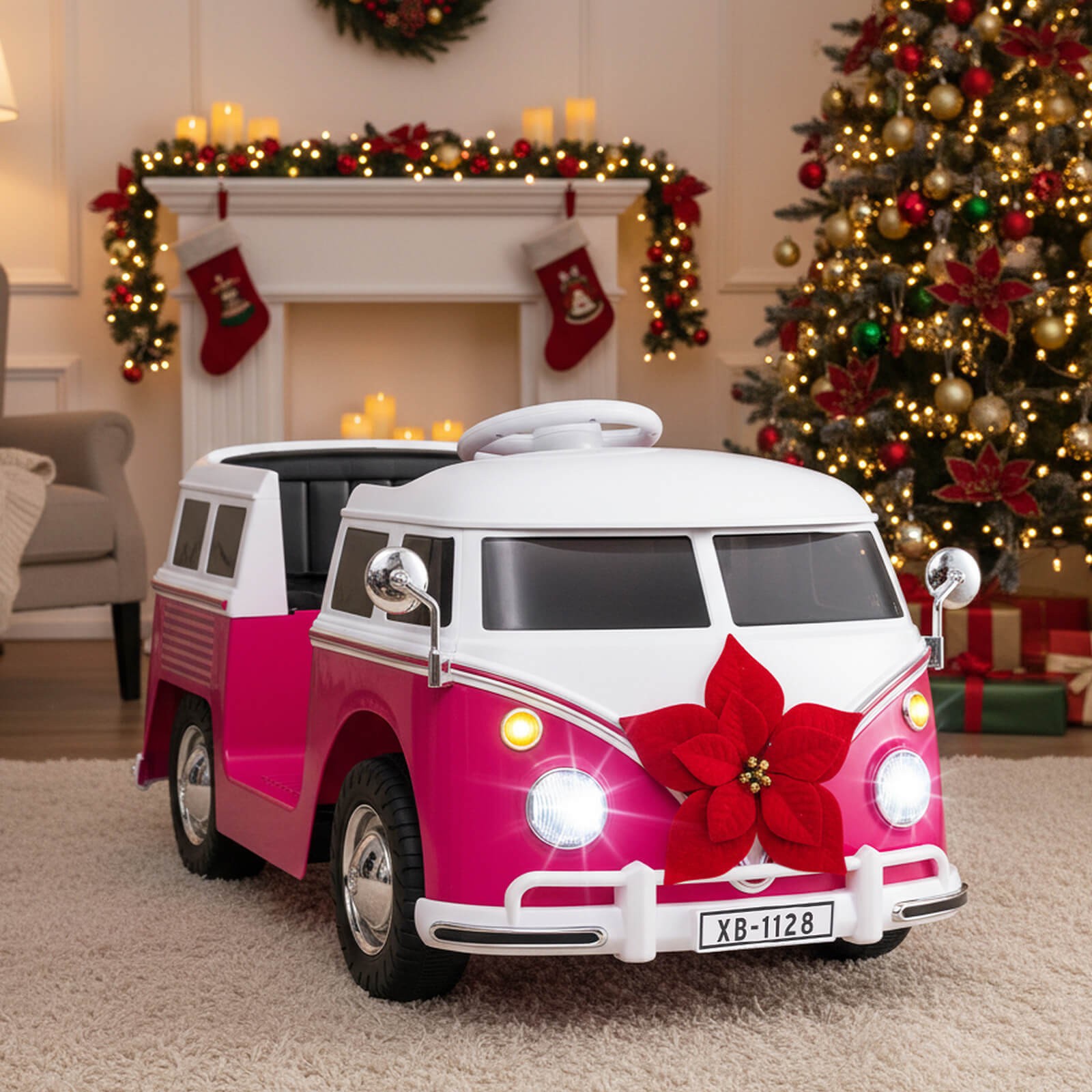 Licensed Volkswagen Ride-on Bus w/ Cup Holder, LED Headlights, Music & Horn