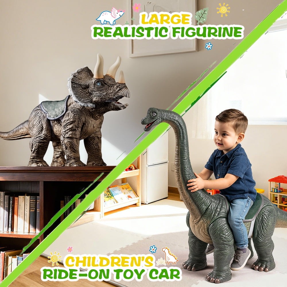 Wonder Living Dinosaur Ride on Toy Cars for Kids,Realistic Brachiosaurus Push Ca