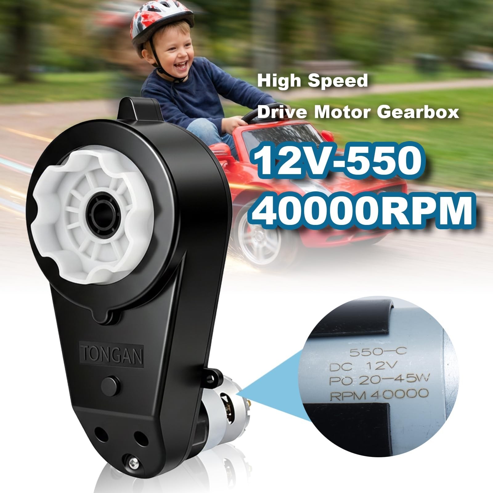 2Pcs 12V High-Speed RS550 Motors for Kids Ride-On Car, 40000RPM Gearbox Engine