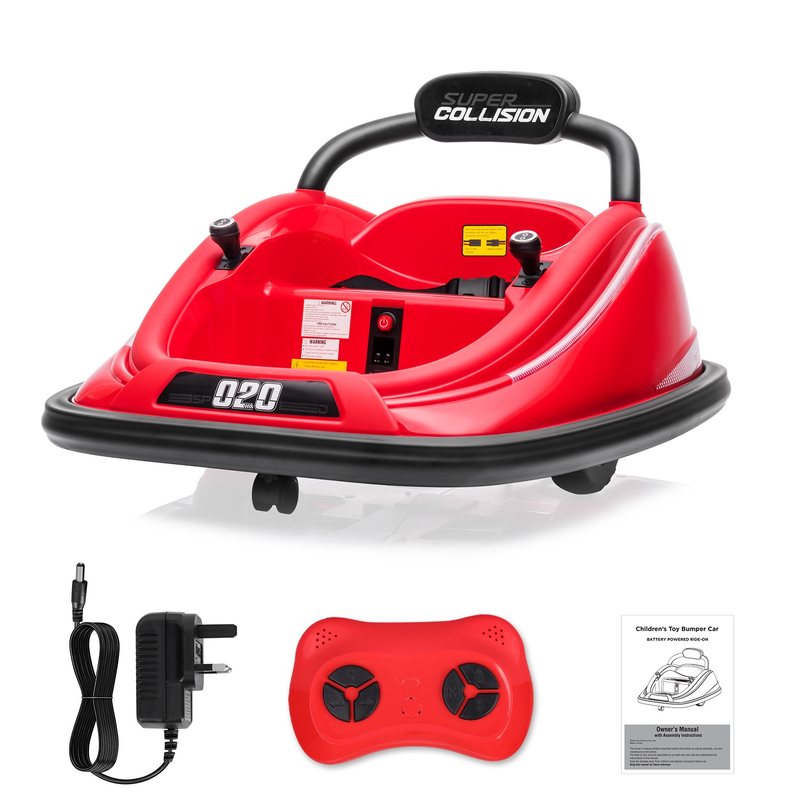 12V Kids Ride On Bumper Car Electric 360° Spin Vehicle Toy Parent Remote Control