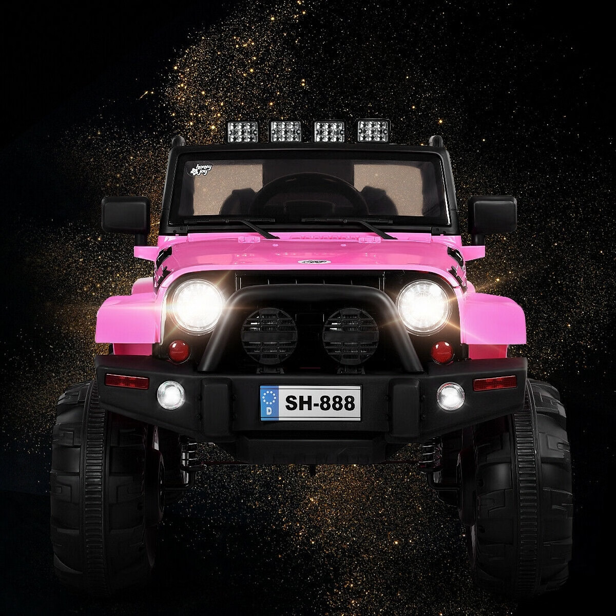 12V Kids Remote Control Riding Truck Car with LED Lights-Pink – Color: Pink