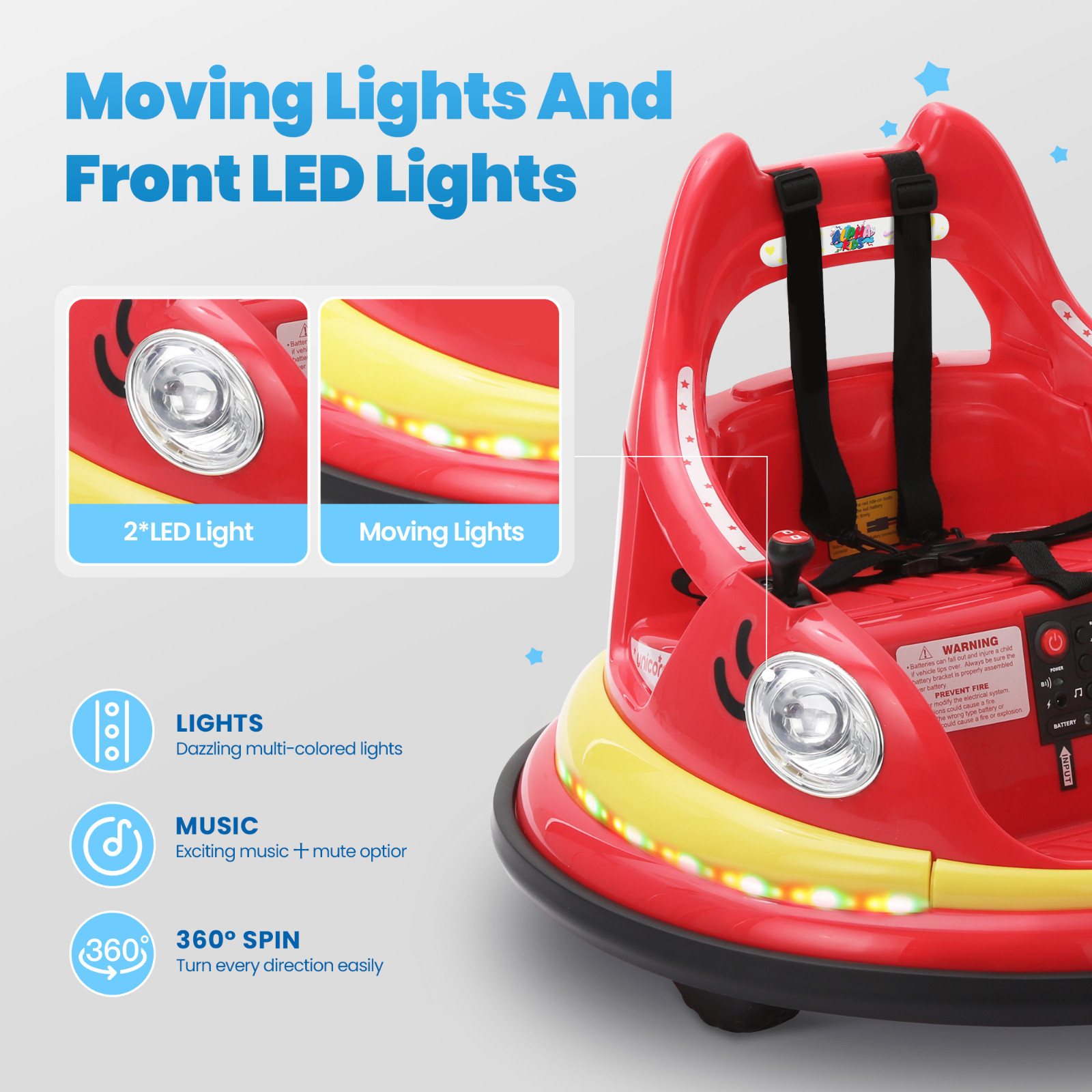 12V Electric Bumper Car for Ages 1.5-6 Years with Remote Control DIY Stickers