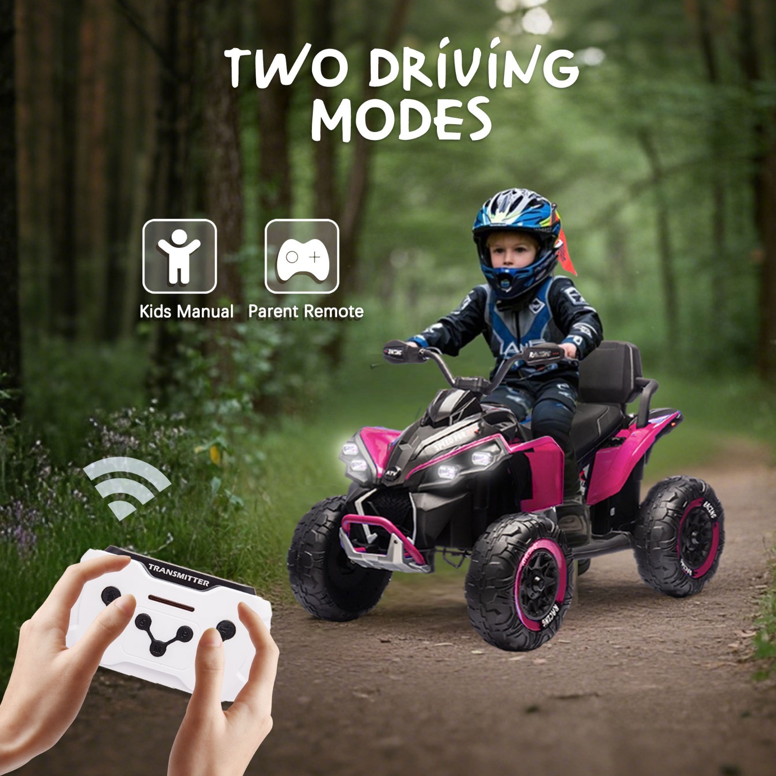 24V Kids Electric ATV Ride On Car W/Remote,LED,Battery Power Wheels Toys,Pink