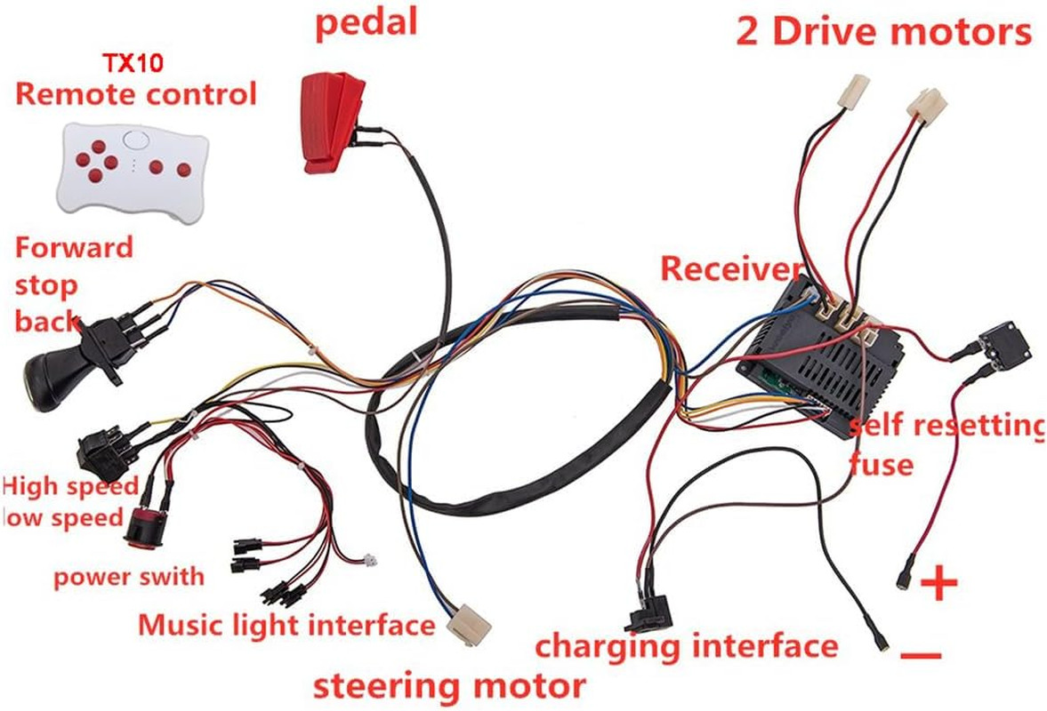 12 Volt Children Electric Car DIY Modified Wires and Switch Kit,With 2.4G Blueto