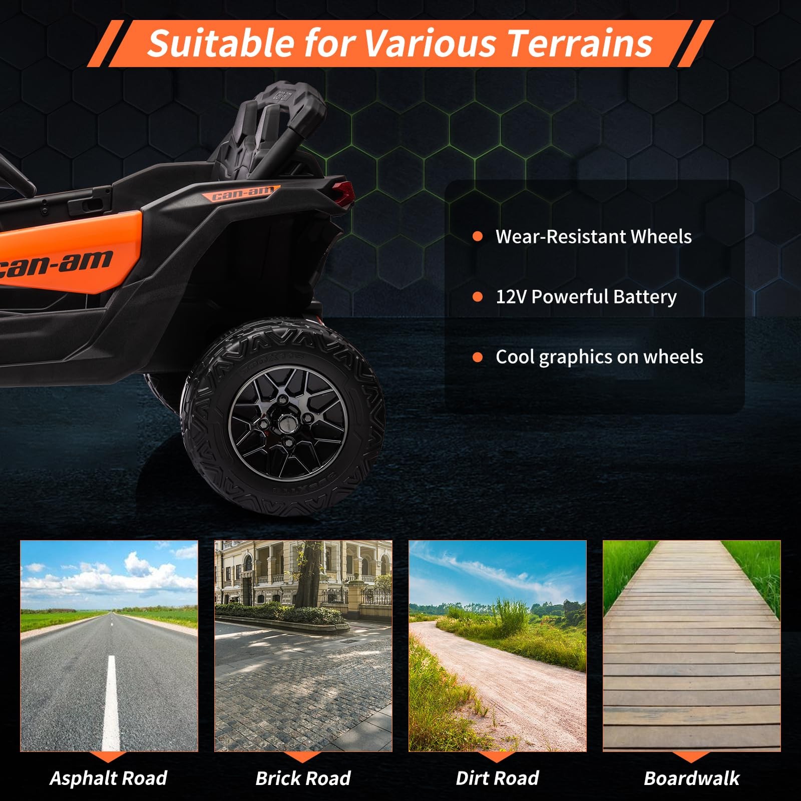 Hetoy 12V 7AH Kids Ride On Car Electric Off-Road UTV Boy Girl Gifts w/ Remote